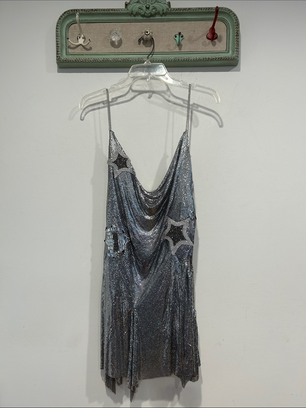 Dolls Kill Darker WAVS Silver chainmail mini party dress size XXL
